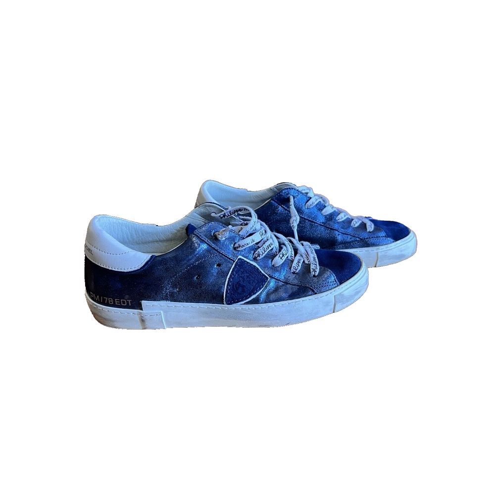 Philippe‎ Model Paris Prsx Low Sneakers Blue Metallic Women's Size 38 Casual